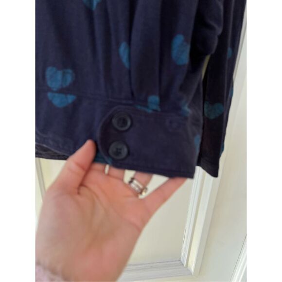 Marc by Marc Jacobs blue with teal broken hearts cowl neck cropped dolman style - Picture 3 of 7